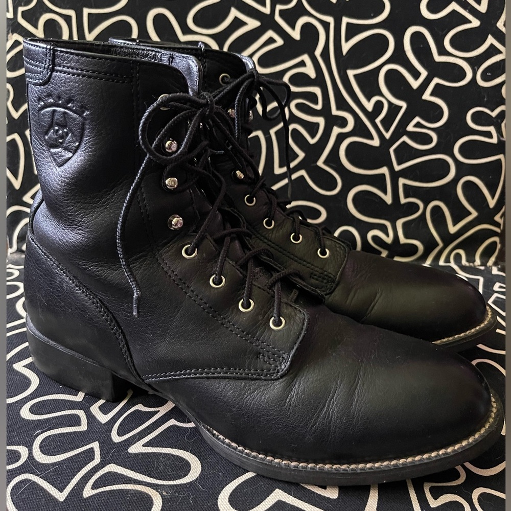 Ariat Lace-up Heritage Lacer Boot Black Leather Size 8.5 Western